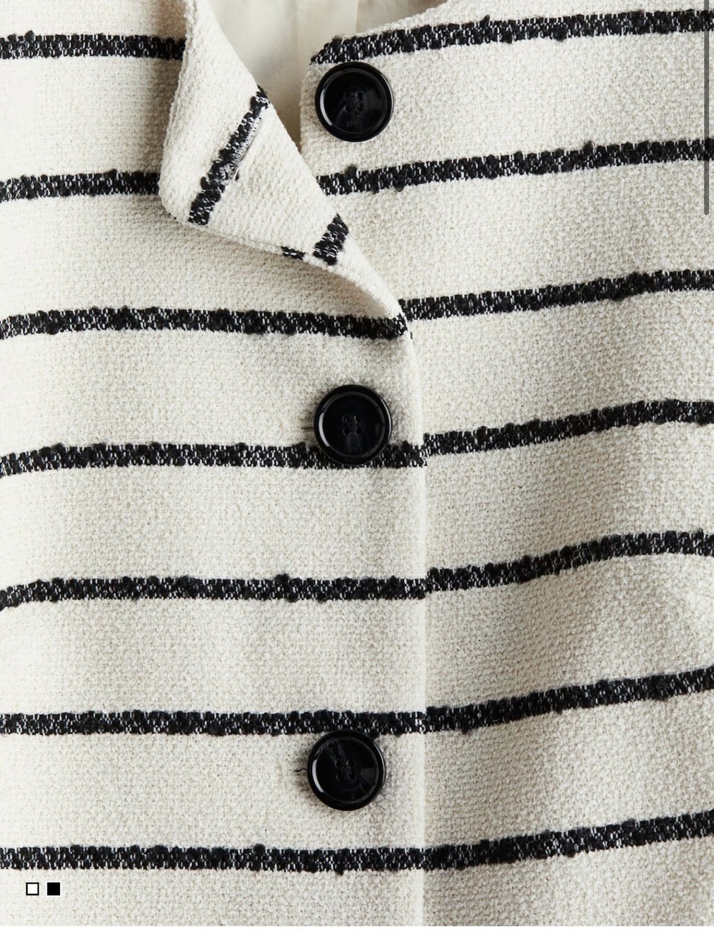 H&M Ivory and Black Striped Button-Front Blazer